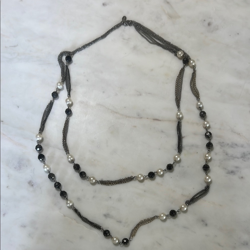 Elegant Silver and Black Beaded Necklace